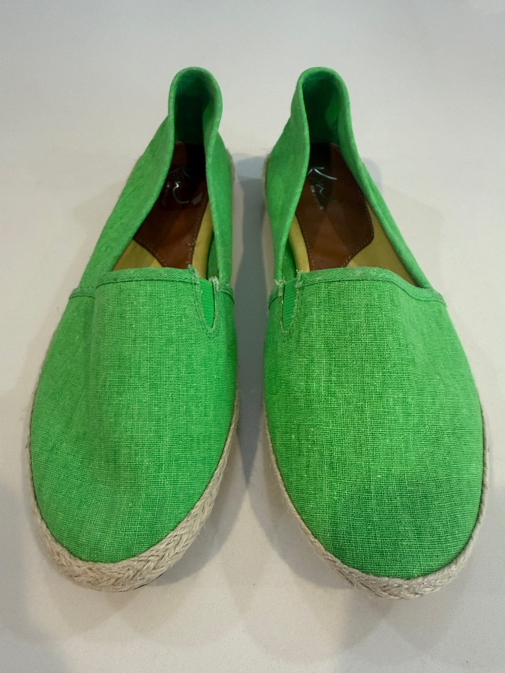 Kim Rogers Bright Green Galinda Canvas Espadrille Slip-On Flats | Size 9